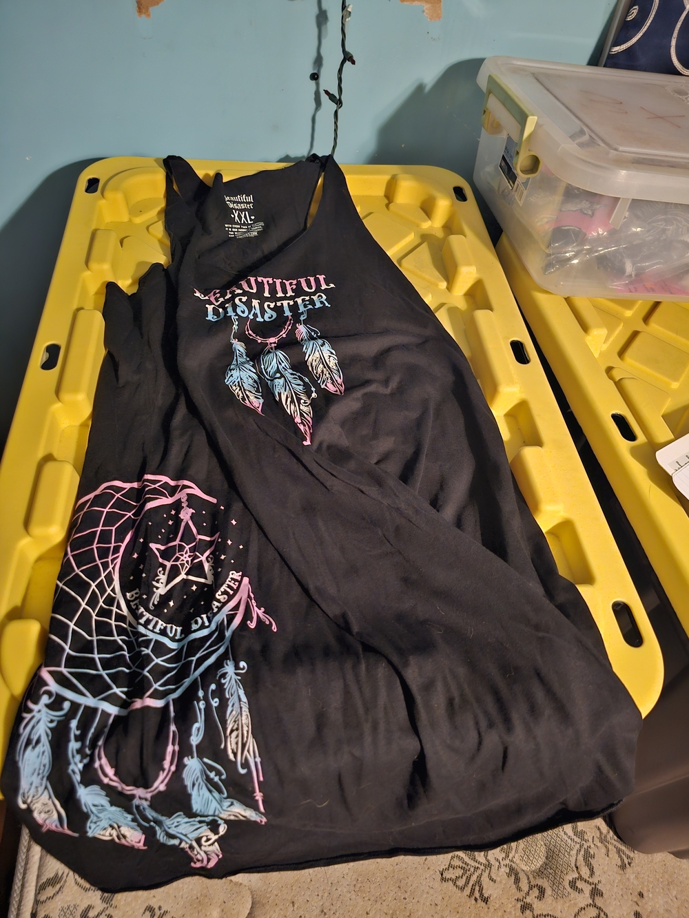 Beautiful Disaster Black Tank Top with Pastel Dreamcatcher Graphic